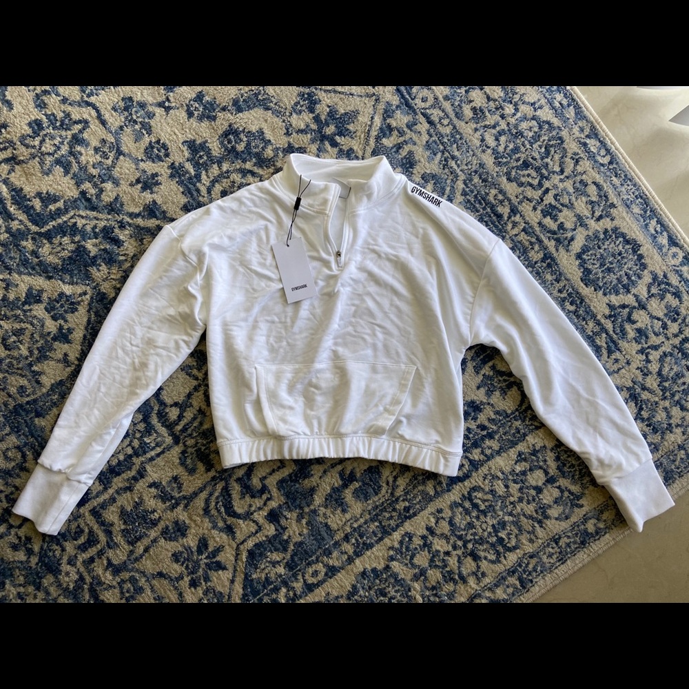 Brand New Gymshark White Women’s Cropped Half Zip